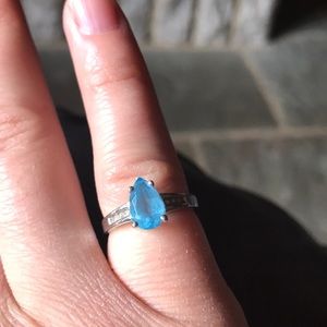 Teardrop blue topaz ring